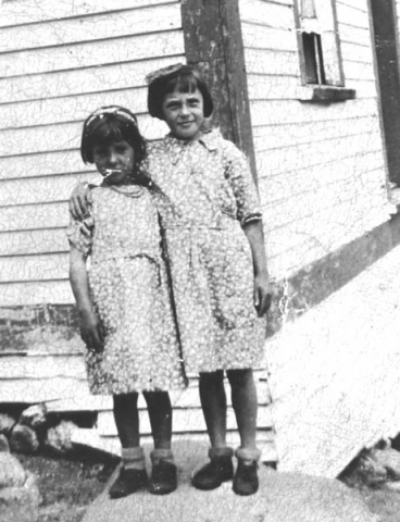 086: l-r Marie &amp;amp; Loretta Ryan, by the family house. (circa 1940) [courtesy of  Marie (Ryan) Higgins]  - children of Joseph Ryan &amp;amp; Ursula Barry